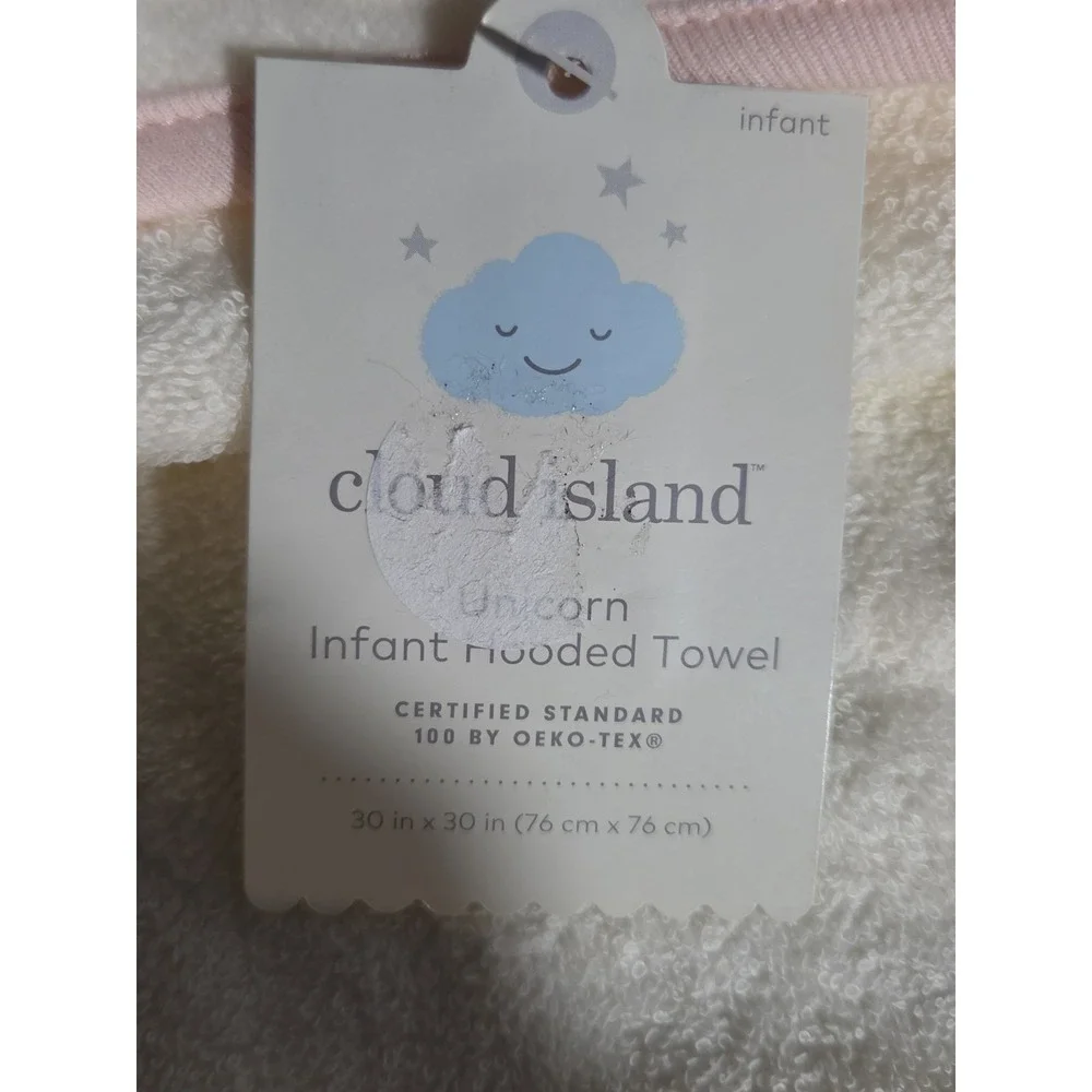 Baby Hooded Towel Cloud Island™ Cream: Cotton Terry, Unicorn Pattern, 30